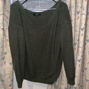 Green off the shoulder sweater